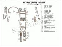 Декоративные накладки салона Hyundai Tiburon 2007-2008 полный набор, Механическая коробка передач, авто AC